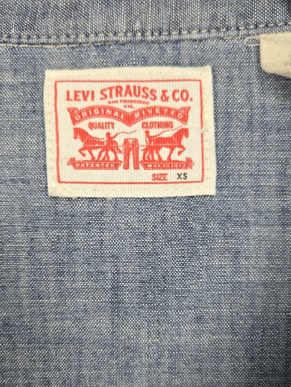 Levi's Blue Chambray Shirt Dress with Braided Brown Belt - Picture 3 of 9